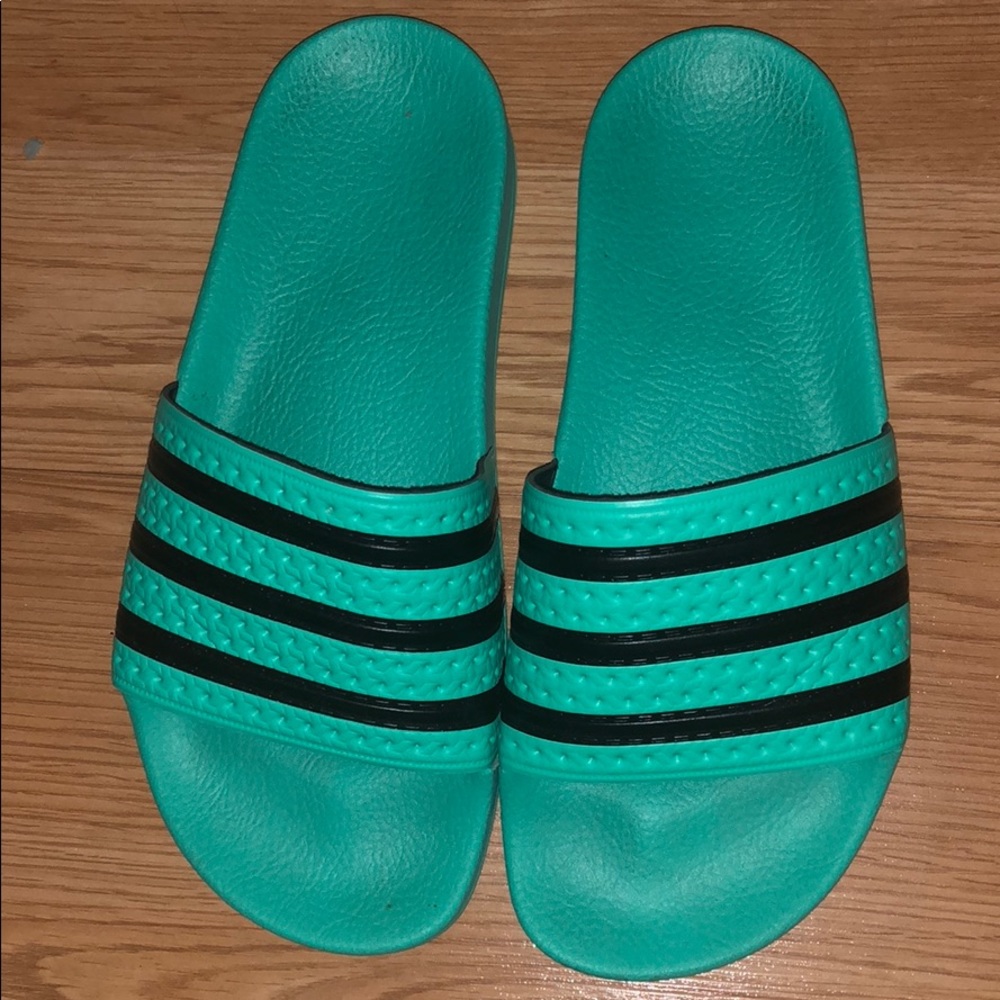 Adidas Originals Adilette Sliders In Green